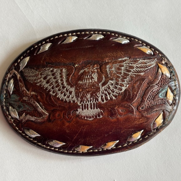 Brazos Joe Belts Leather Eagle Western Style Vintage Belt Buckle - Picture 1 of 9